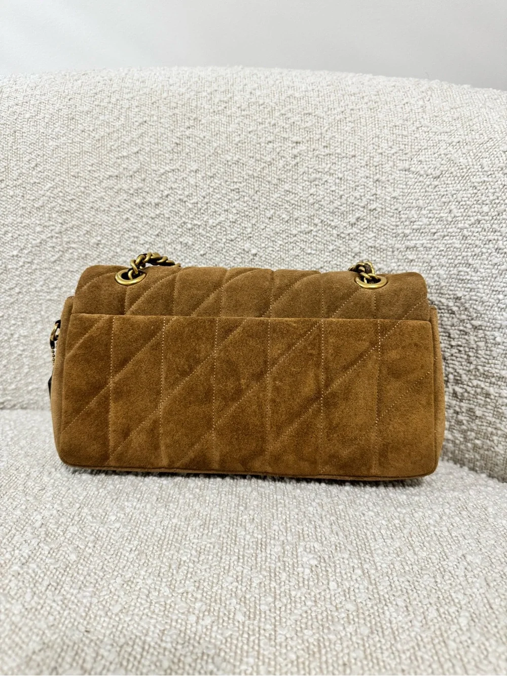 Coach Tabby 26 Shoulder Bag in Cedar Quilted Suede with Gold Hardware